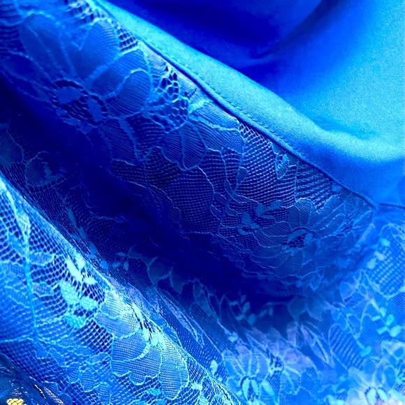 Royal Blue Sleeveless Lace Dress - Picture 7 of 9